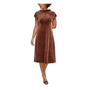 Calvin Klein | Dresses | Calvin Klein Womens Brown High Neck Cowl Back Pull On Cap Sleeve Midi Dress 2 | Poshmark Calvin Klein | Dresses | Calvin Klein Womens Brown High Neck Cowl Back Pull On Cap Sleeve Midi Dress 2 | Poshmark